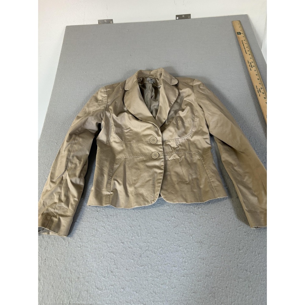 Worthington Blazer Womens 4‎ Tan Two Button Lined Career Jacket Workwear